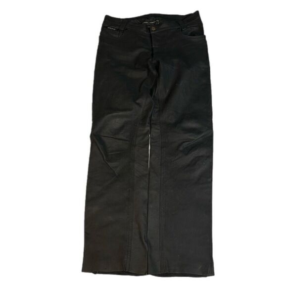 Harro Mens Black Leather Motorcycle Trousers | Vintage Protective Biker Gear VTG - Picture 1 of 11